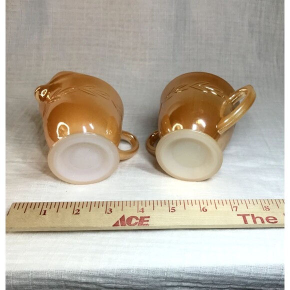 Fire King Peach Luster Laurel Leaf Design Vintage Sugar And Creamer Set - Picture 9 of 9